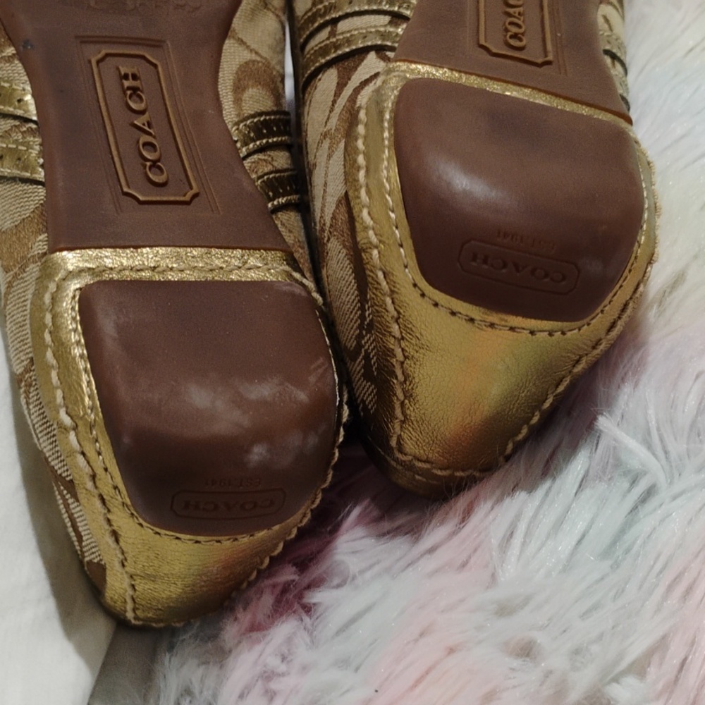 (X-100) SALE! Coach Ballet Flats W Gold Detail Sz.8M They can fit 8.5 Like New - Picture 15 of 15